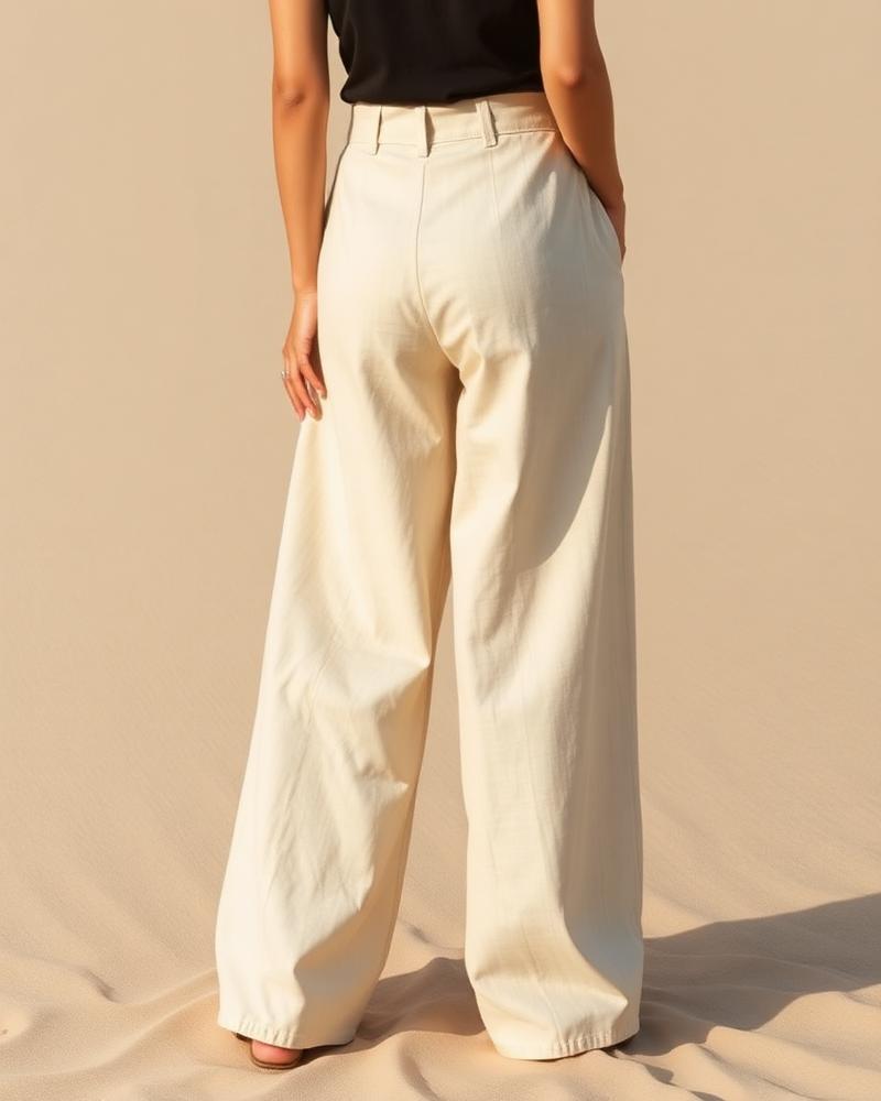 Calça Pantalona Linho Areia